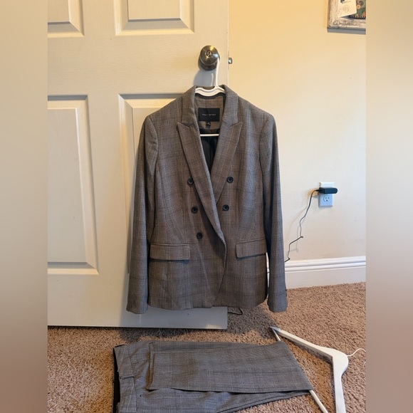 Like new Womens Banana Republic double breasted plaid Suit SET Pants Jacket 2 4 - Picture 4 of 15